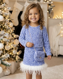 Velvet sequin feather set - blauw