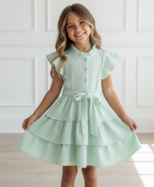Sweet Ruffle Tie Dress - mint of zalm