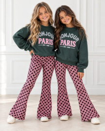 Retro Bloom Flared Pants - bruin/roze