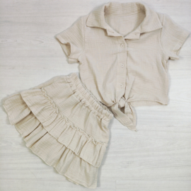 Mousseline Ruffle Summer Set - beige