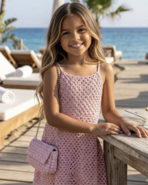 Beach Day Crochet Dress & bag - roze