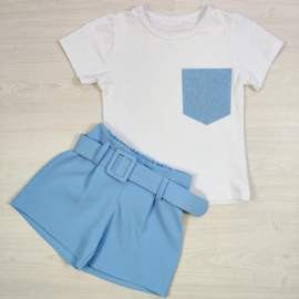 Bling Pocket Short Set - blauw