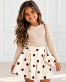 Polka Dot Chic Dress & Bag - beige