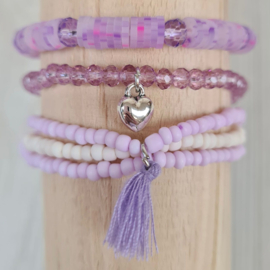Purple bracelet - heart & tassel