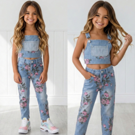 Denim & Flower pants set