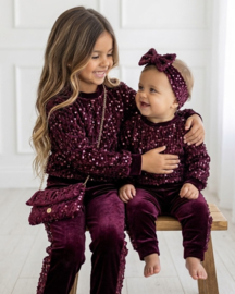 Twinkle velvet set + bag - bordeaux