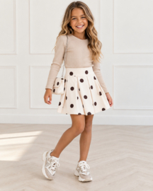 Polka Dot Chic Dress & Bag -beige
