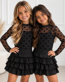 Dotted mesh top - zwart