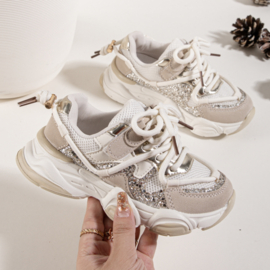 Glitter crush sneakers - goud/beige