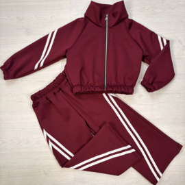 Sporty Stripe Lounge Set - bordeaux