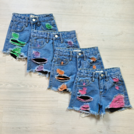 Colored denim short - blue