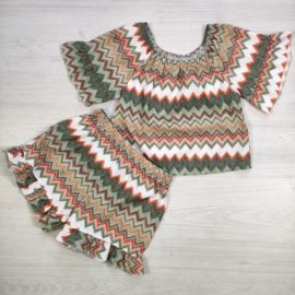 Summer Zigzag Ruffle Set - groen