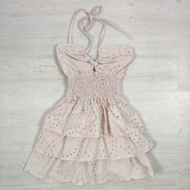 Ibiza Broderie Halter Dress -Dusty Pink