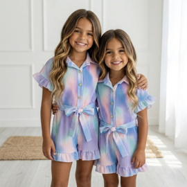 Tie dye pleated playsuit