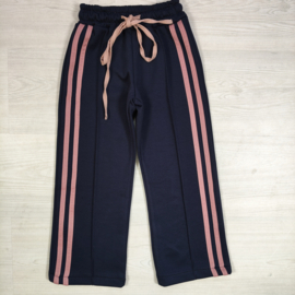Retro Stripe Wide Leg Pants - navy