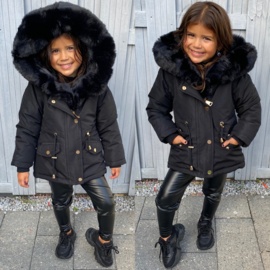 Girls winter parka - zwart