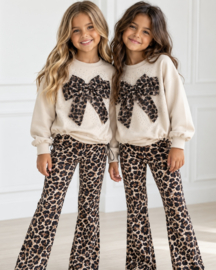Bling Leopard Bow Set - beige