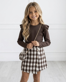 Chic Check Ruffle Dress & bag - bruin