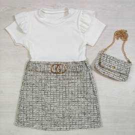 Elegant Tweed Girl Dress - wit