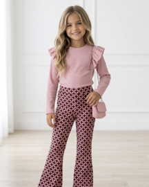 Retro Bloom Flared Pants - bruin/roze
