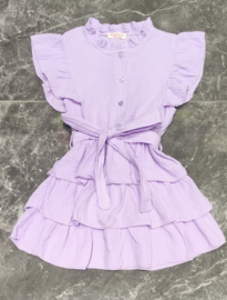 Sweet Ruffle Tie Dress - roze of paars (verzenddatum 24 apr)