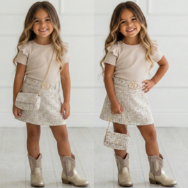 Elegant Tweed Girl Dress - beige