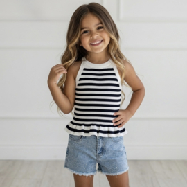 Striped peplum top - zwart/wit