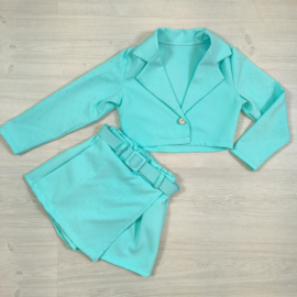 Diamond blazer & skort set - mint