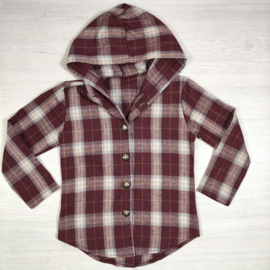 Burgundy Check Hooded Blouse