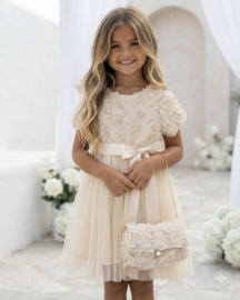 Rose Blossom Princess Dress + bag - beige