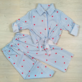 Striped hearts set - blauw