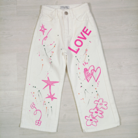 Neon Heart Paint Jeans - Wit