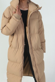 Long hooded jacket - Camel