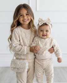 Twinkle velvet set + bag - beige