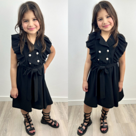 Ruffled buttoned dress - Black