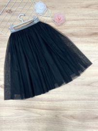 Glitter long tule skirt - zwart