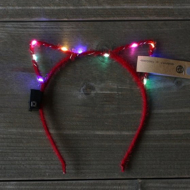 Headband Led diadeem Cats - Red / Multicolor