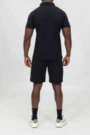 Zip polo twinning set - zwart