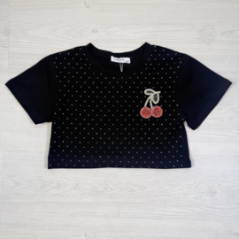 Cherry bling top - zwart