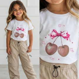 Sweet Cherry Bow Top - wit