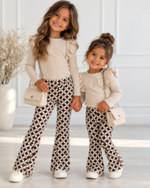Retro Bloom Flared Pants - bruin/crème