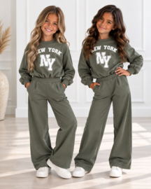 New York 89 Wide Leg Set - legergroen