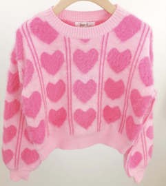 Your fluffy hearts sweater - pink