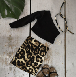 Leopard skirt & black top set