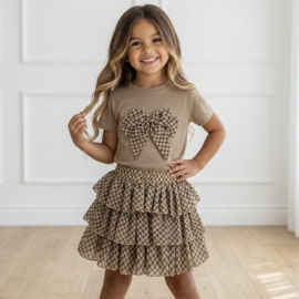 Checkered skirt set - bruin