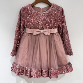 Glitters & bow dress - roze