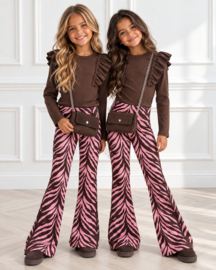 Wild Zebra Velvet Flared - roze