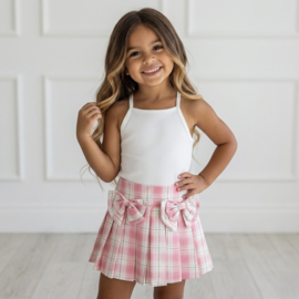 Your plaid bow skort - roze