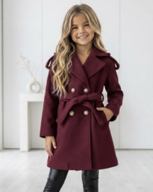 Golden Button Trenchcoat - bordeaux