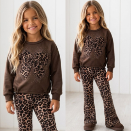 Bling Leopard Bow Set - bruin